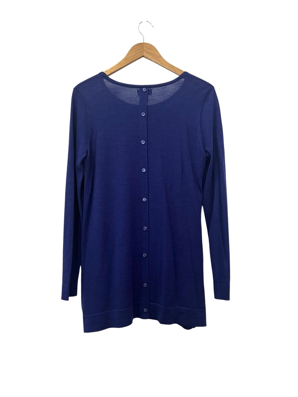 Kenar Cobalt Long-Sleeve Button-Back Knit Top